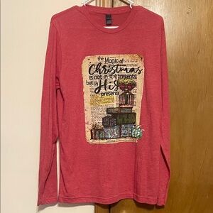 Red Christmas Graphic Long Sleeve Shirt